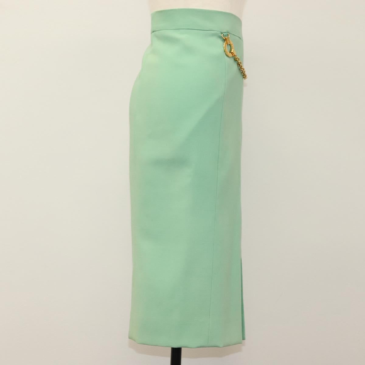 CELINE Skirt Wool Green CC Auth 133003M