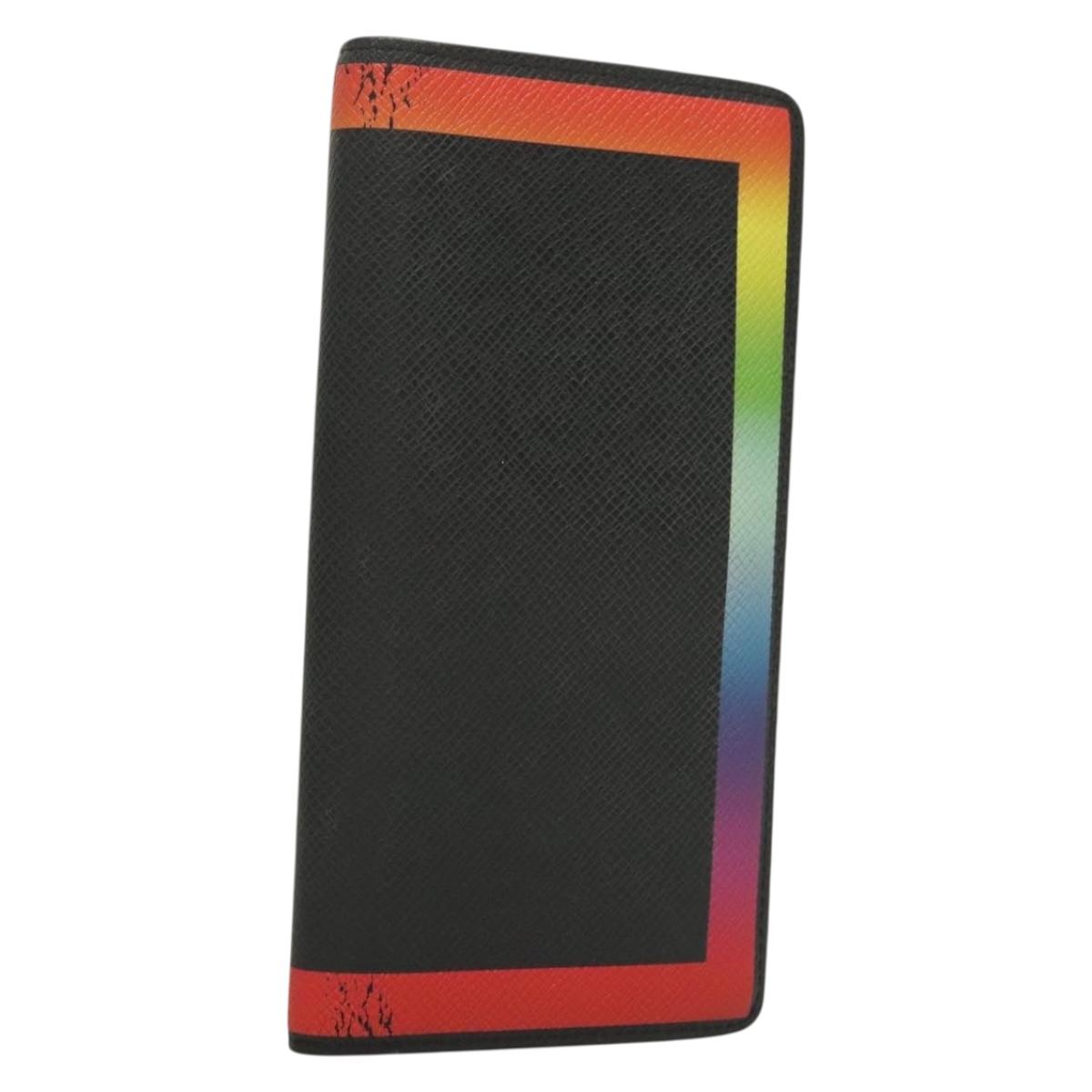 LOUIS VUITTON Taiga Rainbow Portefeuille Braza Long Wallet M30349 LV Auth 133008