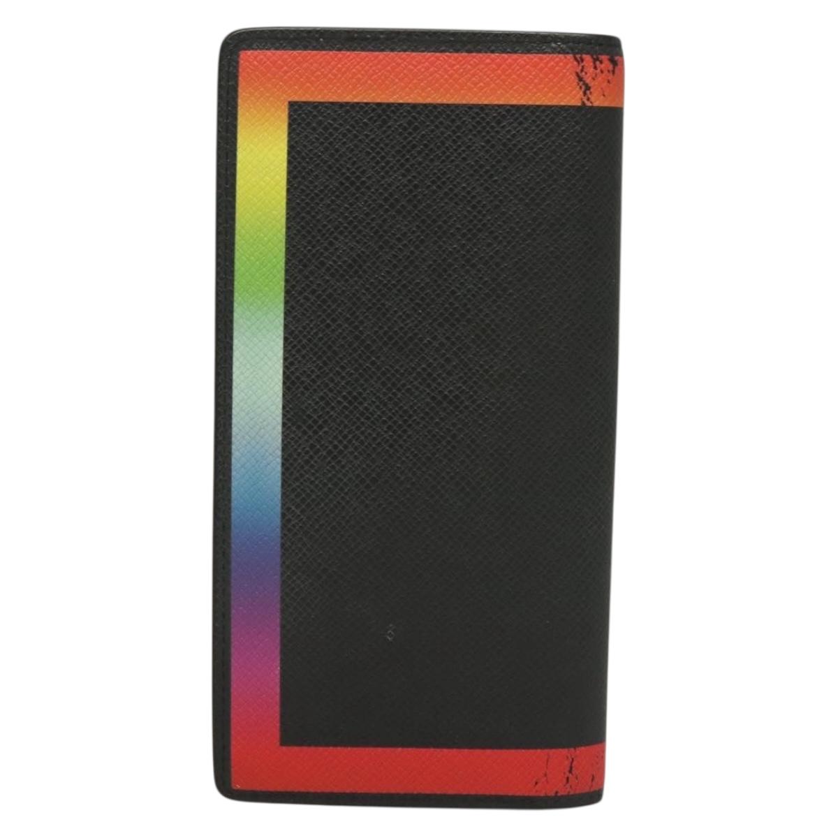 LOUIS VUITTON Taiga Rainbow Portefeuille Braza Long Wallet M30349 LV Auth 133008