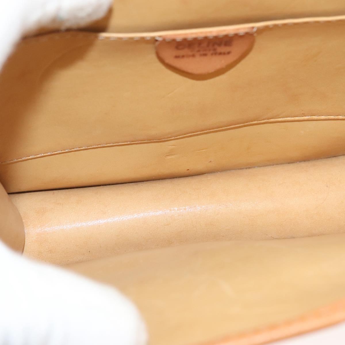CELINE Macadam Canvas Shoulder Bag PVC Beige Gold Auth 133028