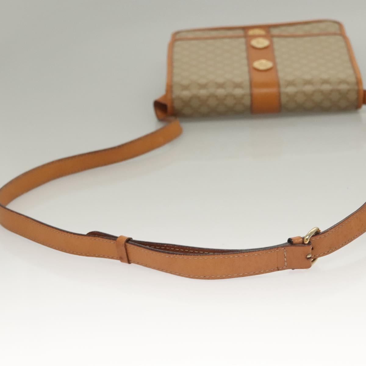 CELINE Macadam Canvas Shoulder Bag PVC Beige Gold Auth 133028