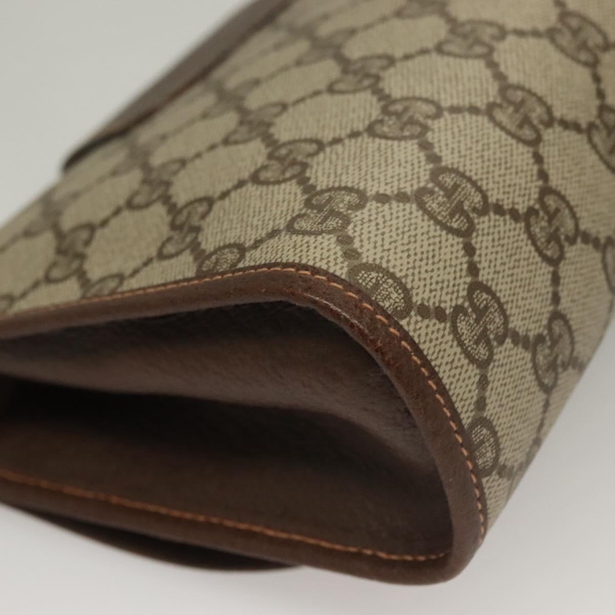 GUCCI GG Supreme Web Sherry Line Clutch Bag PVC Beige 156 01 030 Auth 133029