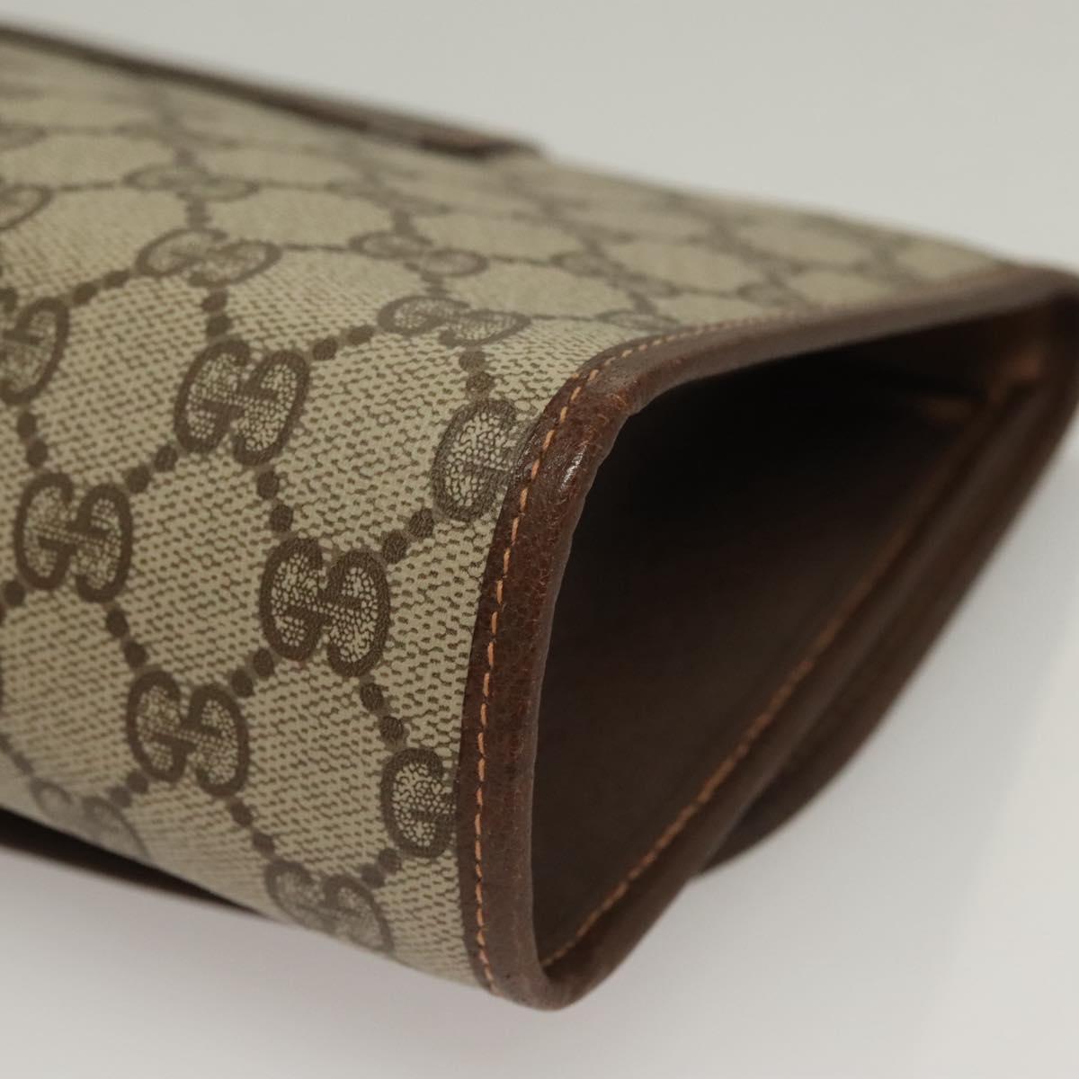 GUCCI GG Supreme Web Sherry Line Clutch Bag PVC Beige 156 01 030 Auth 133029