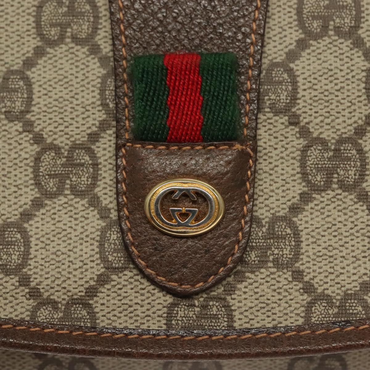 GUCCI GG Supreme Web Sherry Line Clutch Bag PVC Beige 156 01 030 Auth 133029