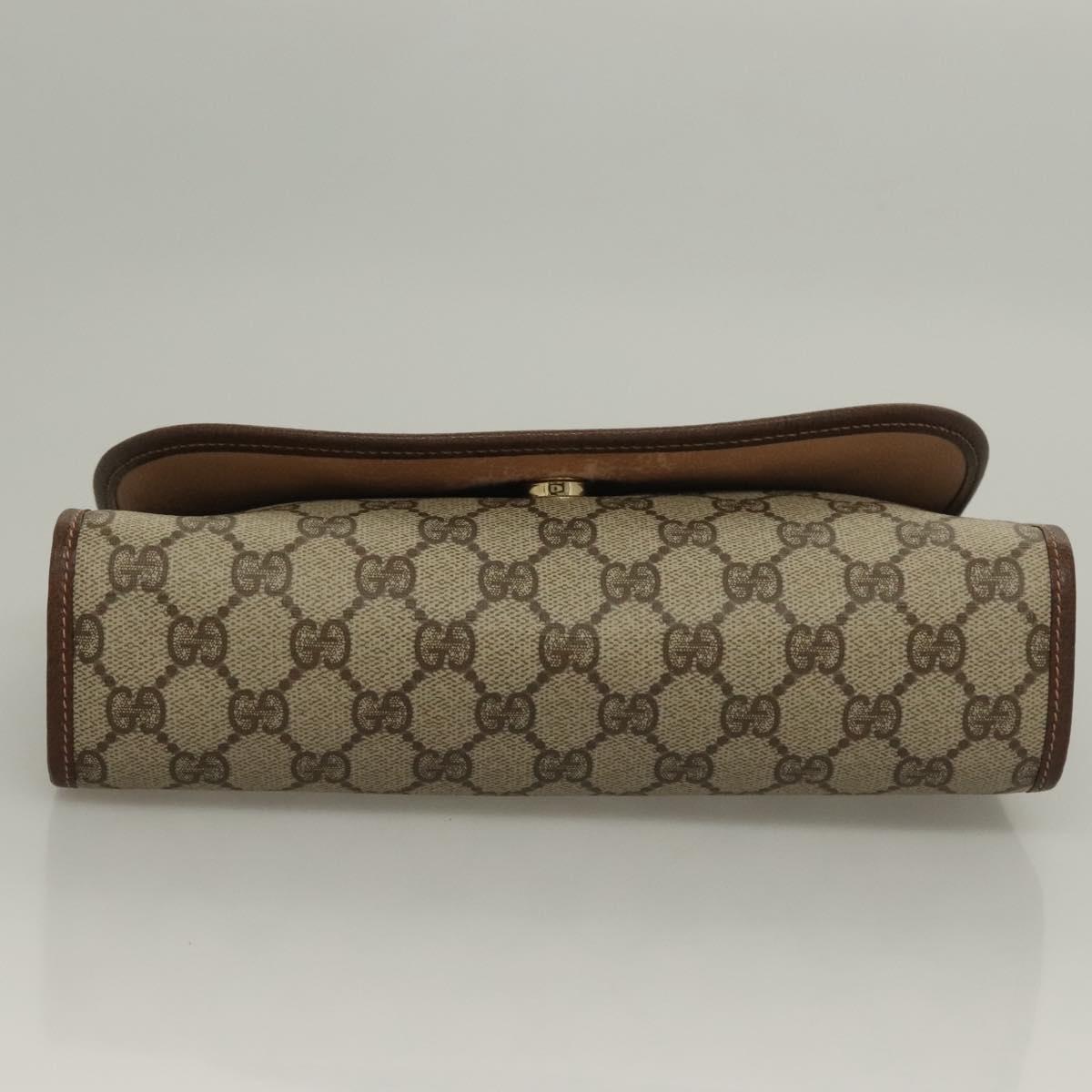 GUCCI GG Supreme Web Sherry Line Clutch Bag PVC Beige 156 01 030 Auth 133029