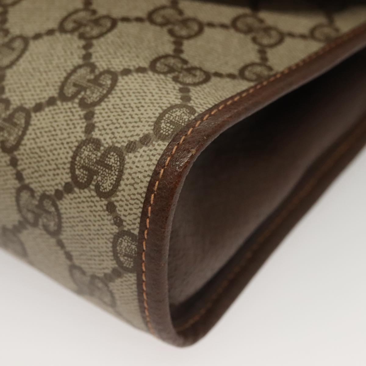 GUCCI GG Supreme Web Sherry Line Clutch Bag PVC Beige 156 01 030 Auth 133029
