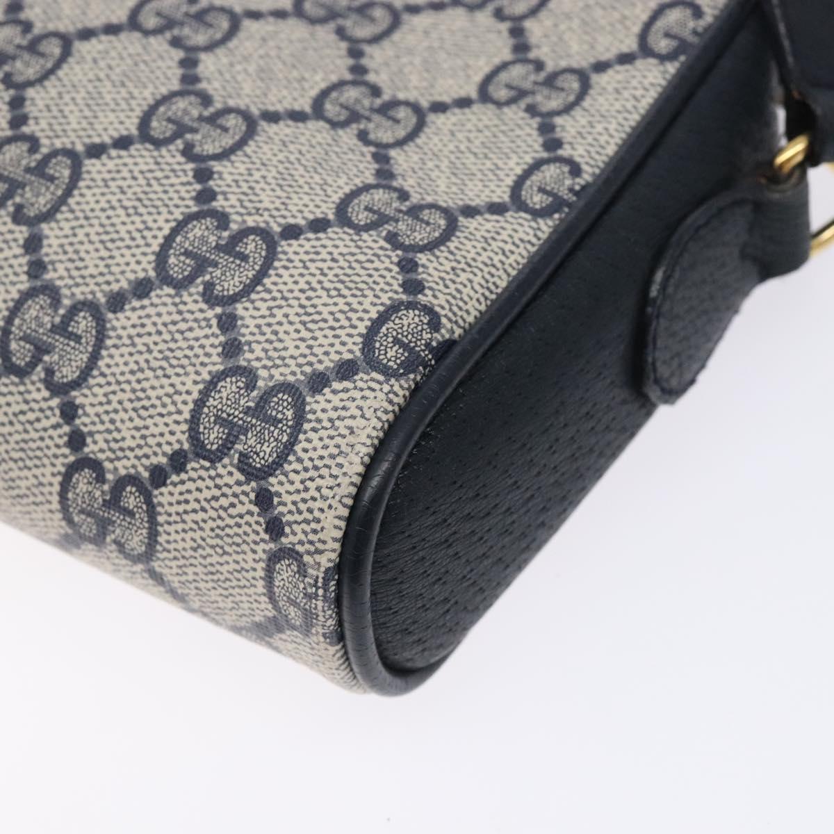 GUCCI GG Supreme Sherry Line Shoulder Bag PVC Navy Gold 116 02 089 Auth 133031