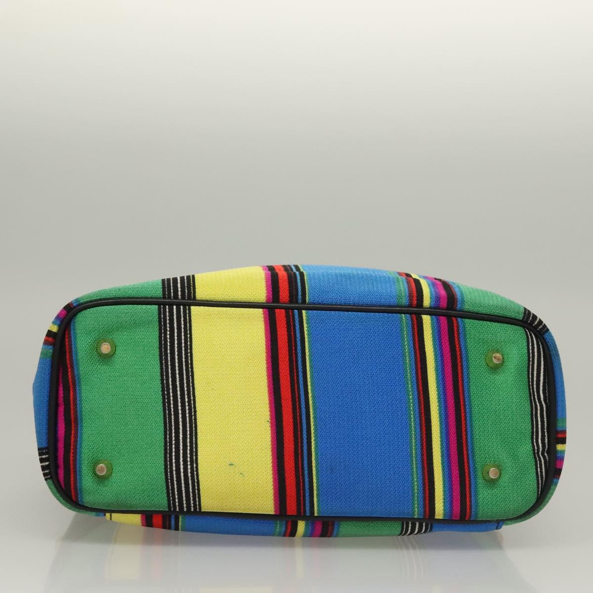 Gianni Versace Vanity Hand Bag Canvas 2way Blue Gold Auth 133035