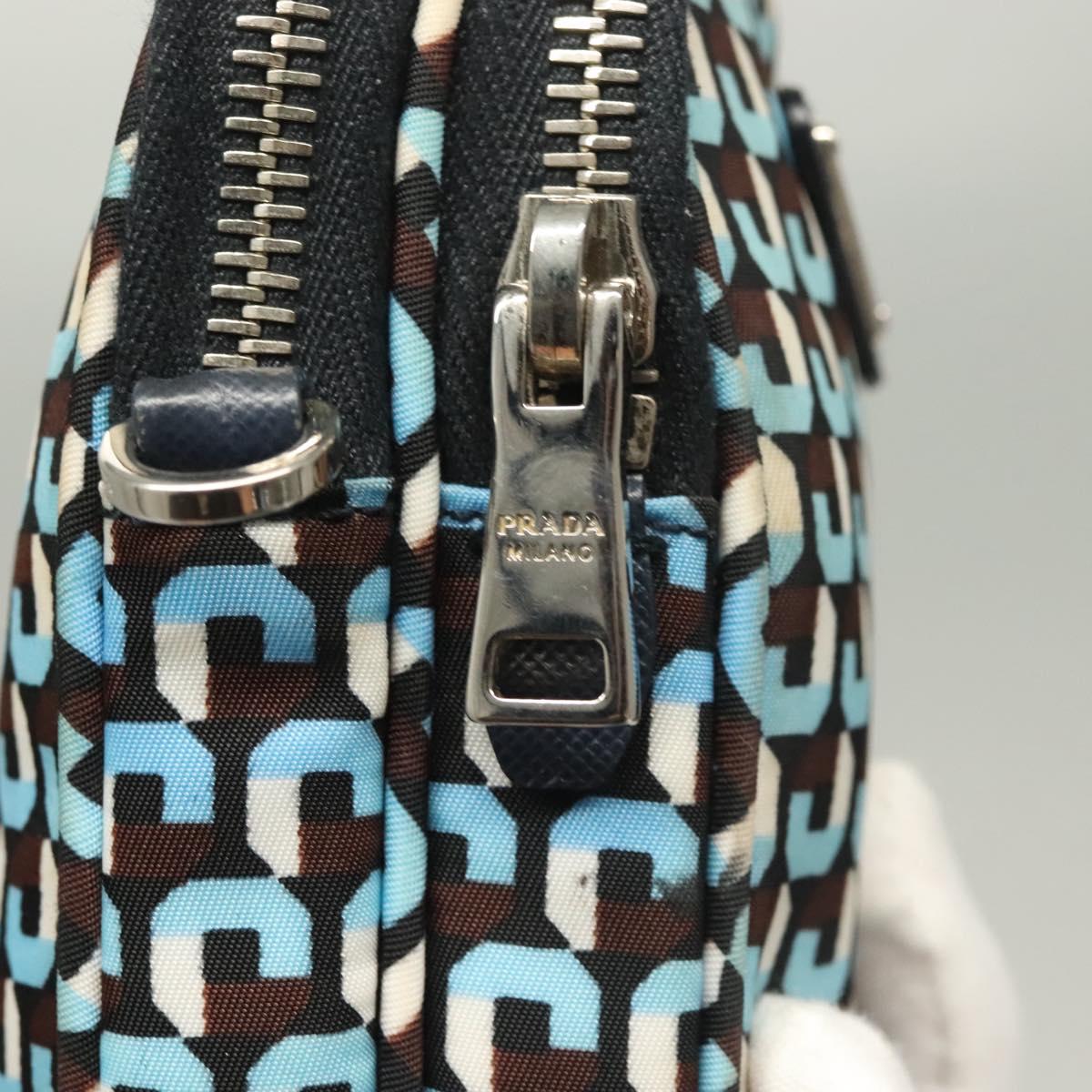 PRADA Shoulder Bag Nylon Blue Silver Auth 133036