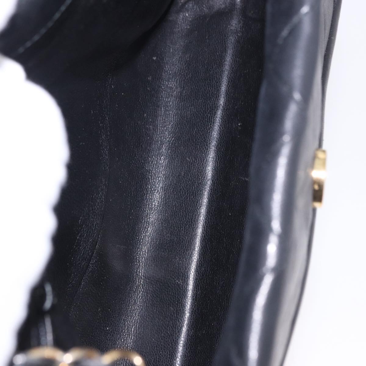 CHANEL Chain Shoulder Bag Leather Black Gold CC Auth 133043