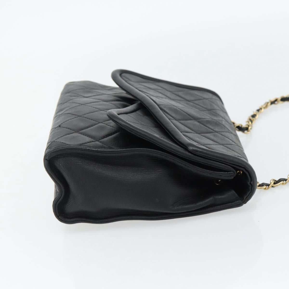 CHANEL Chain Shoulder Bag Leather Black Gold CC Auth 133043