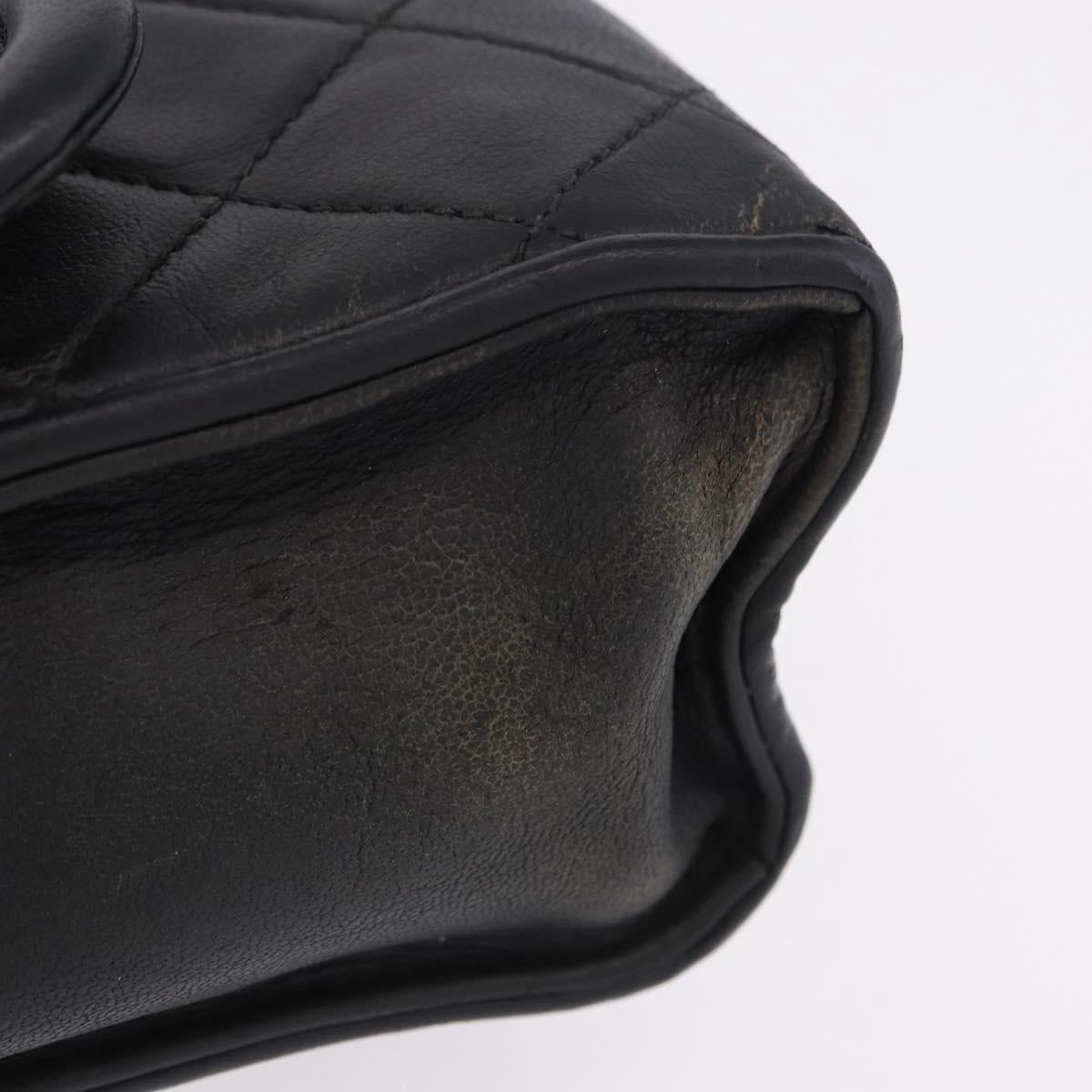 CHANEL Chain Shoulder Bag Leather Black Gold CC Auth 133043