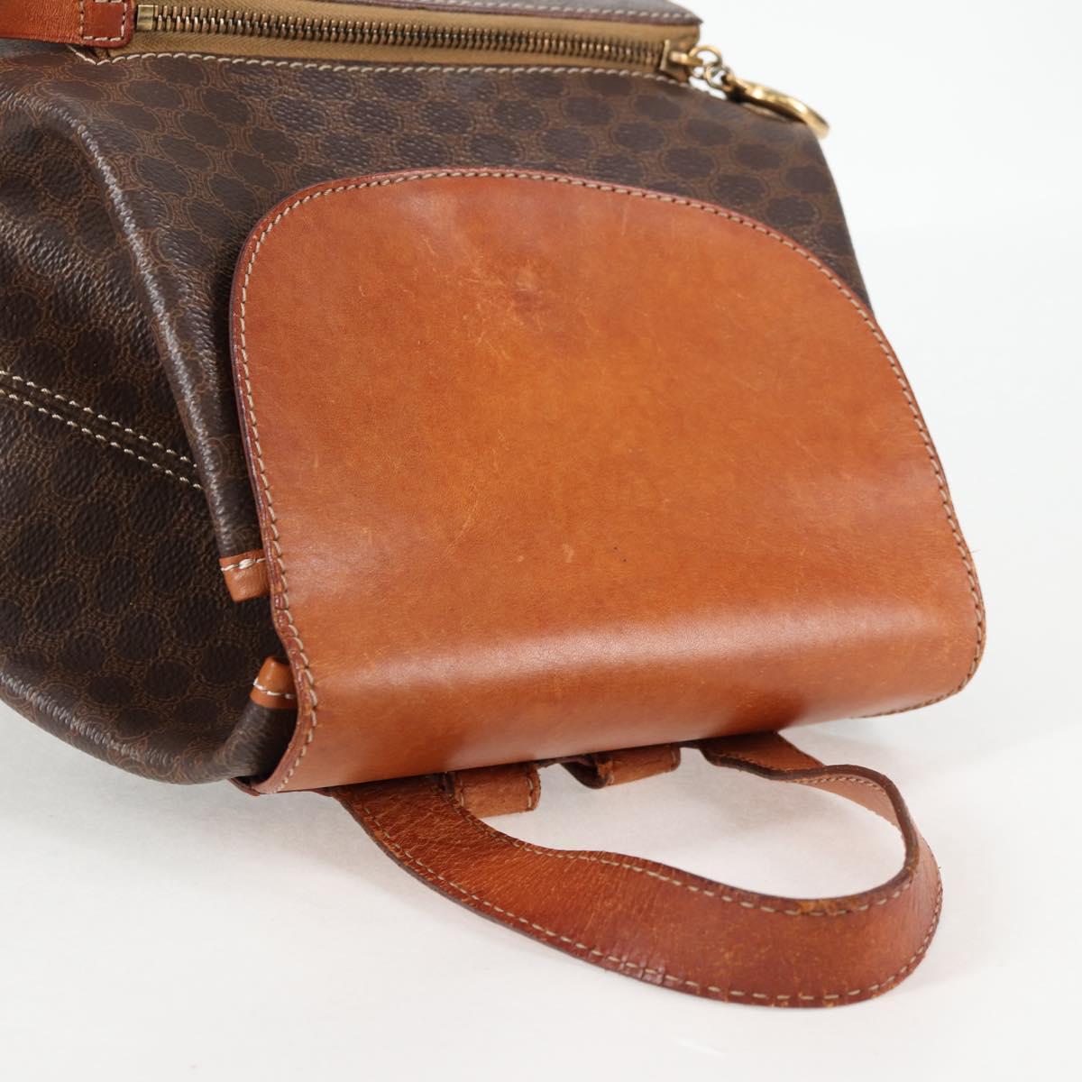 CELINE Macadam Canvas Backpack PVC Leather Brown Gold Auth 133049
