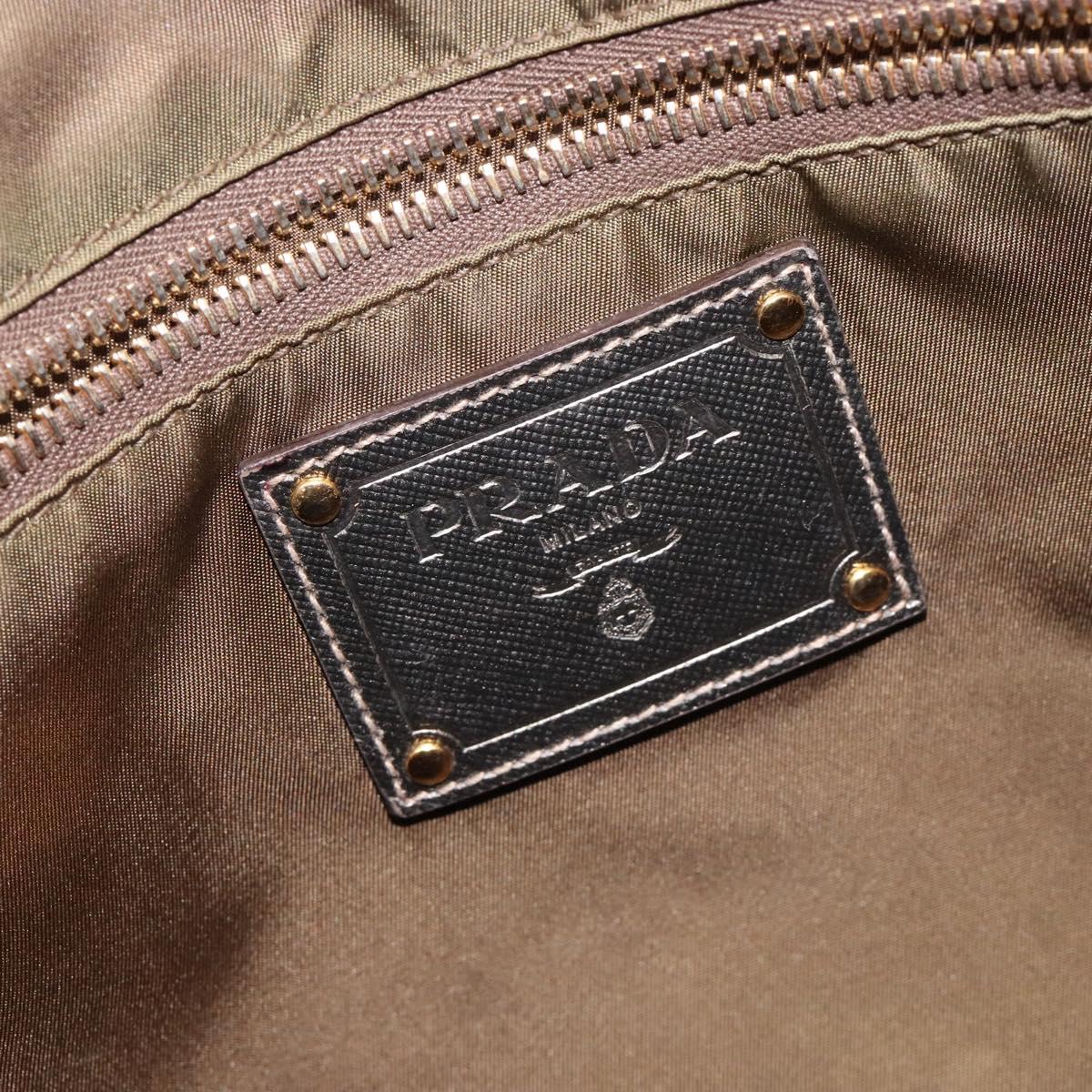 PRADA Tote Bag Nylon Khaki Gold Auth 133051