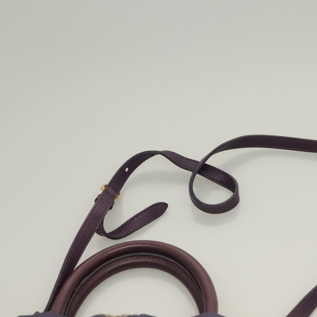 PRADA Hand Bag Nylon 2way Purple Gold Auth 133087