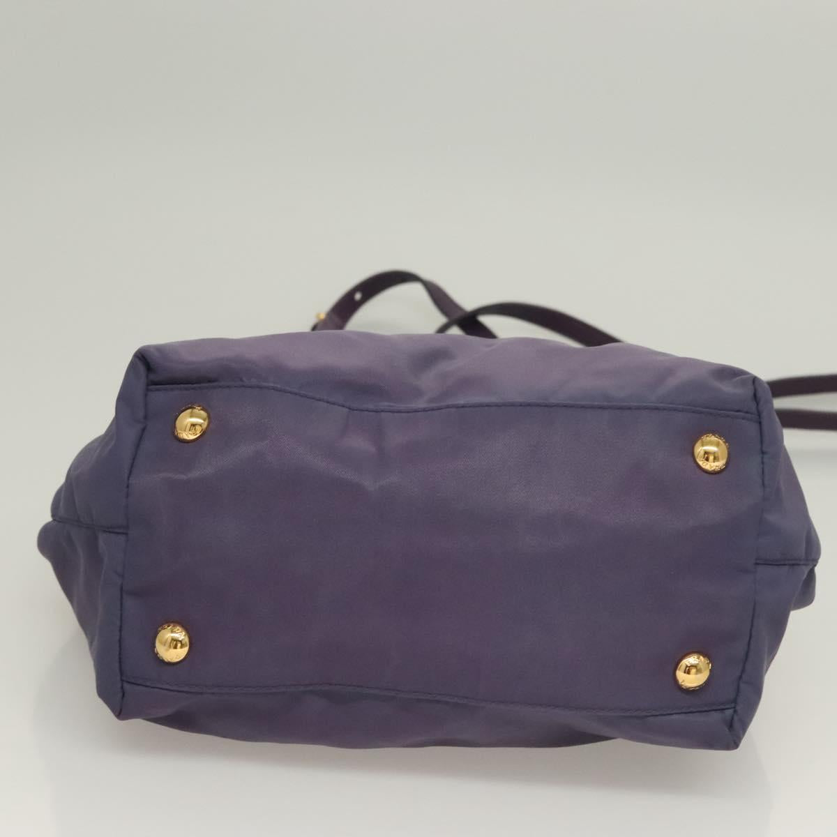 PRADA Hand Bag Nylon 2way Purple Gold Auth 133087
