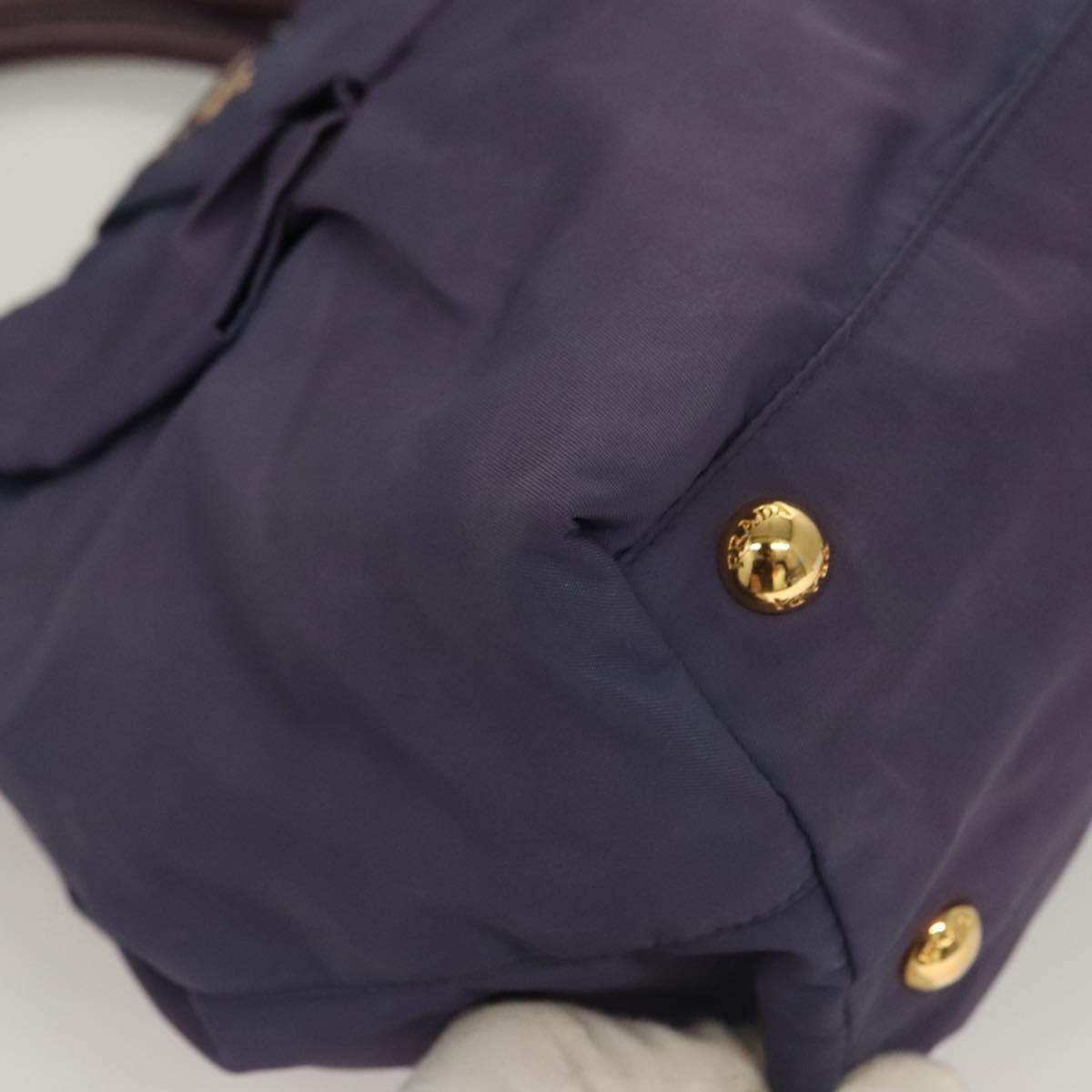 PRADA Hand Bag Nylon 2way Purple Gold Auth 133087