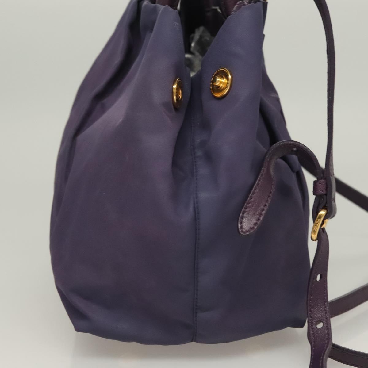 PRADA Hand Bag Nylon 2way Purple Gold Auth 133087