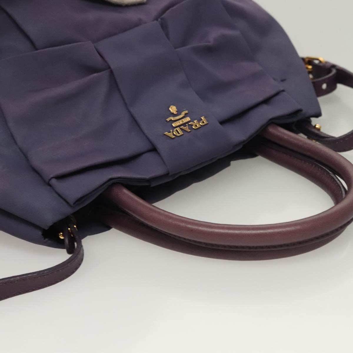 PRADA Hand Bag Nylon 2way Purple Gold Auth 133087