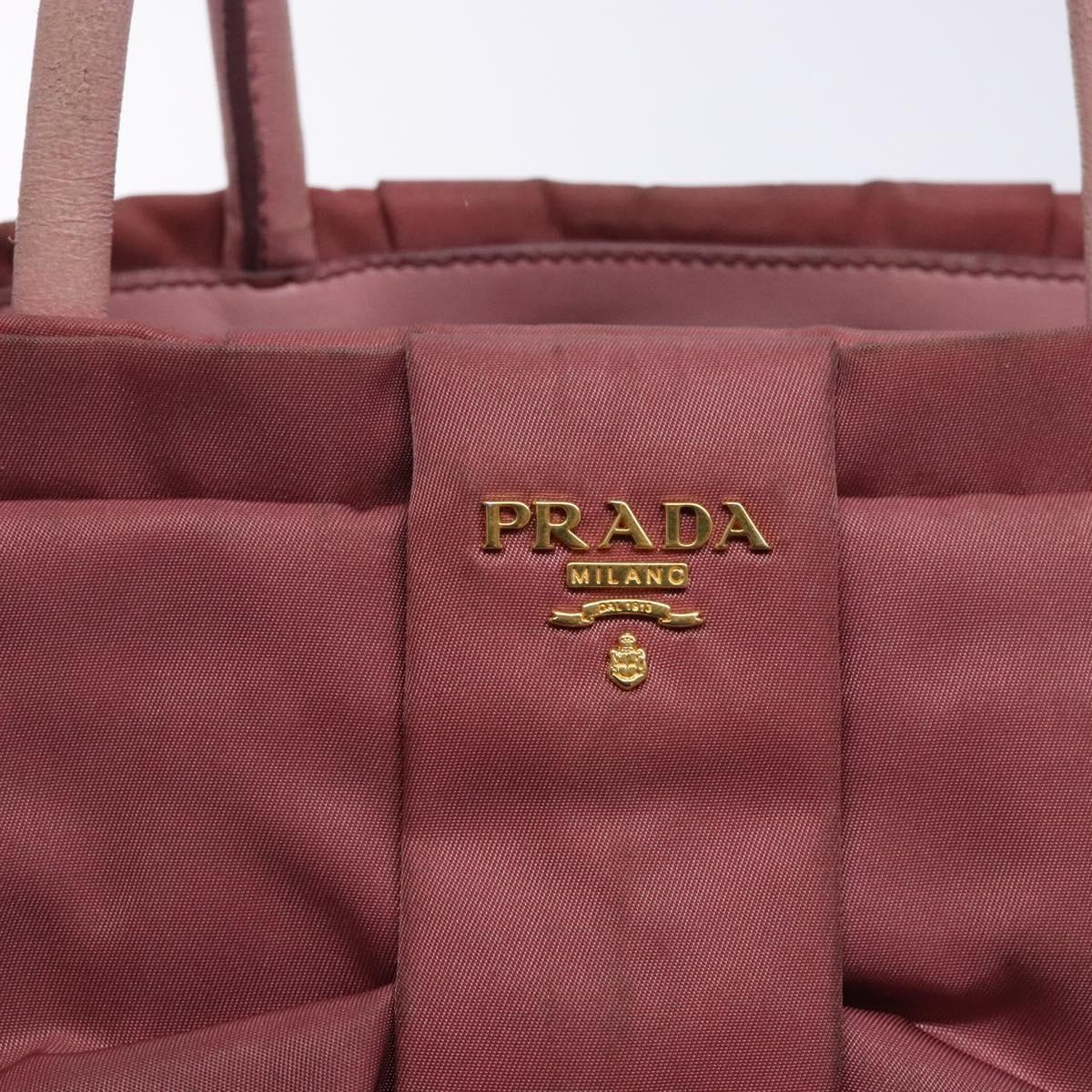 PRADA Hand Bag Nylon Pink Gold Auth 133089