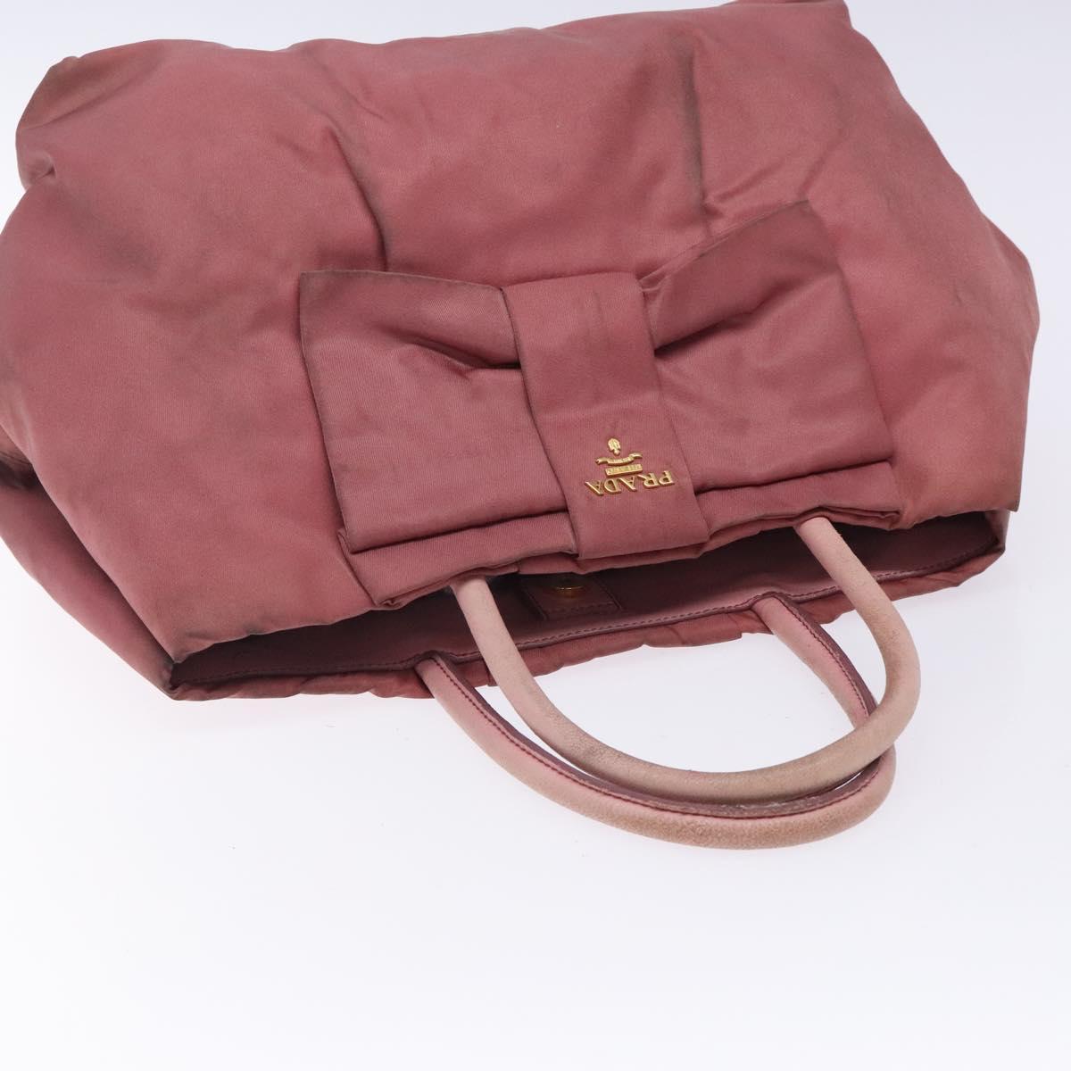 PRADA Hand Bag Nylon Pink Gold Auth 133089