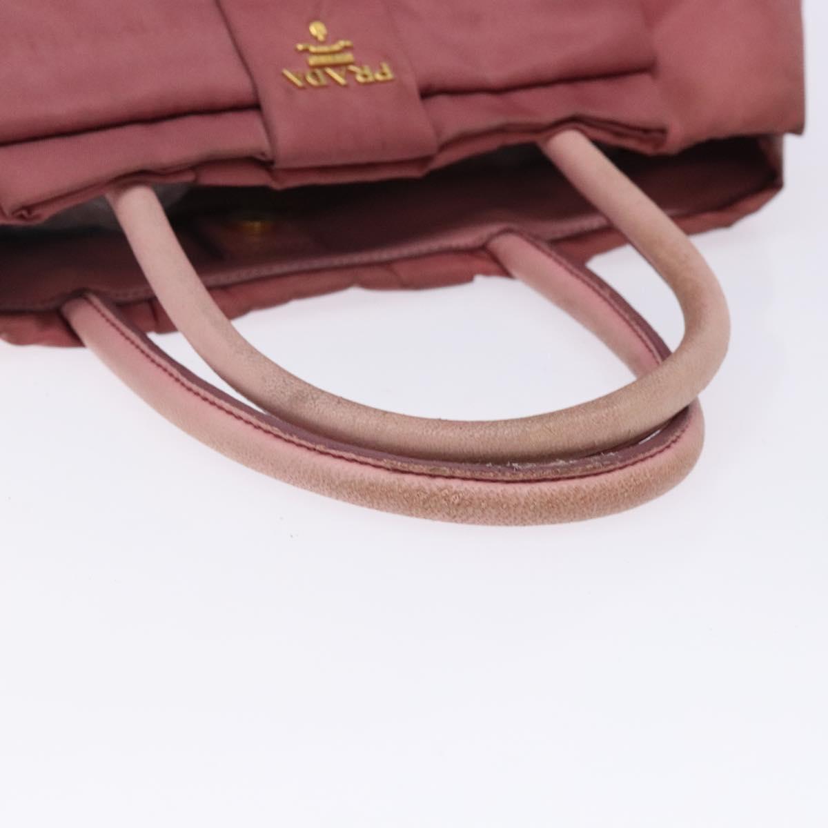 PRADA Hand Bag Nylon Pink Gold Auth 133089