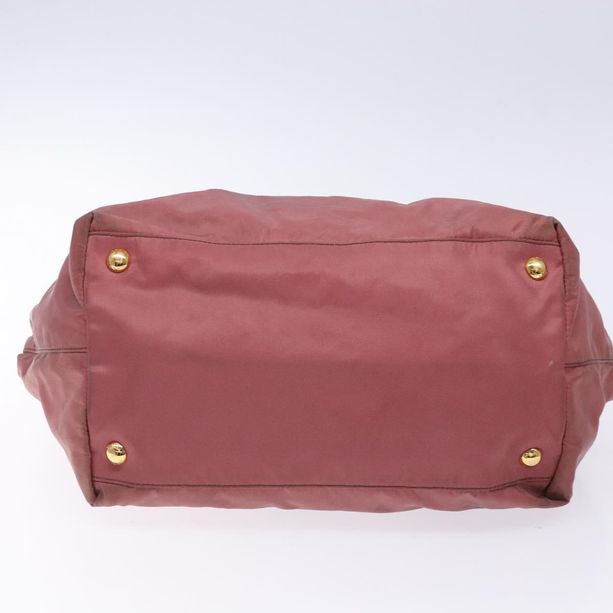 PRADA Hand Bag Nylon Pink Gold Auth 133089