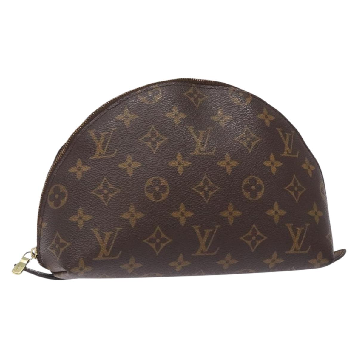 LOUIS VUITTON Monogram Trousse Demi Ronde Cosmetic Pouch M47520 LV Auth 133103