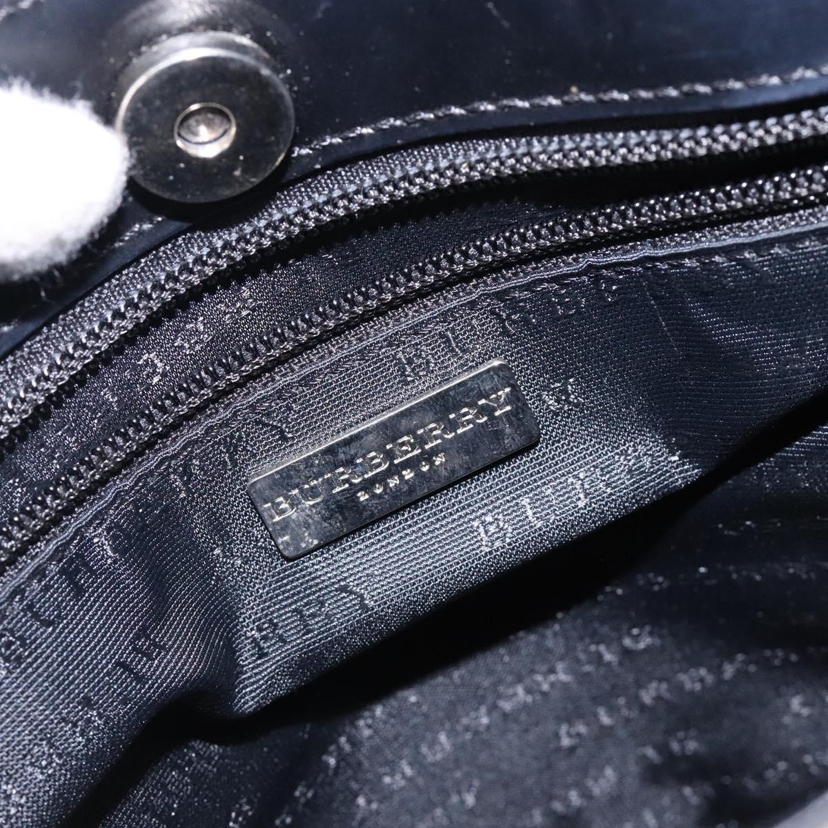 BURBERRY Nova Check Hand Bag PVC Beige Silver Auth 133131