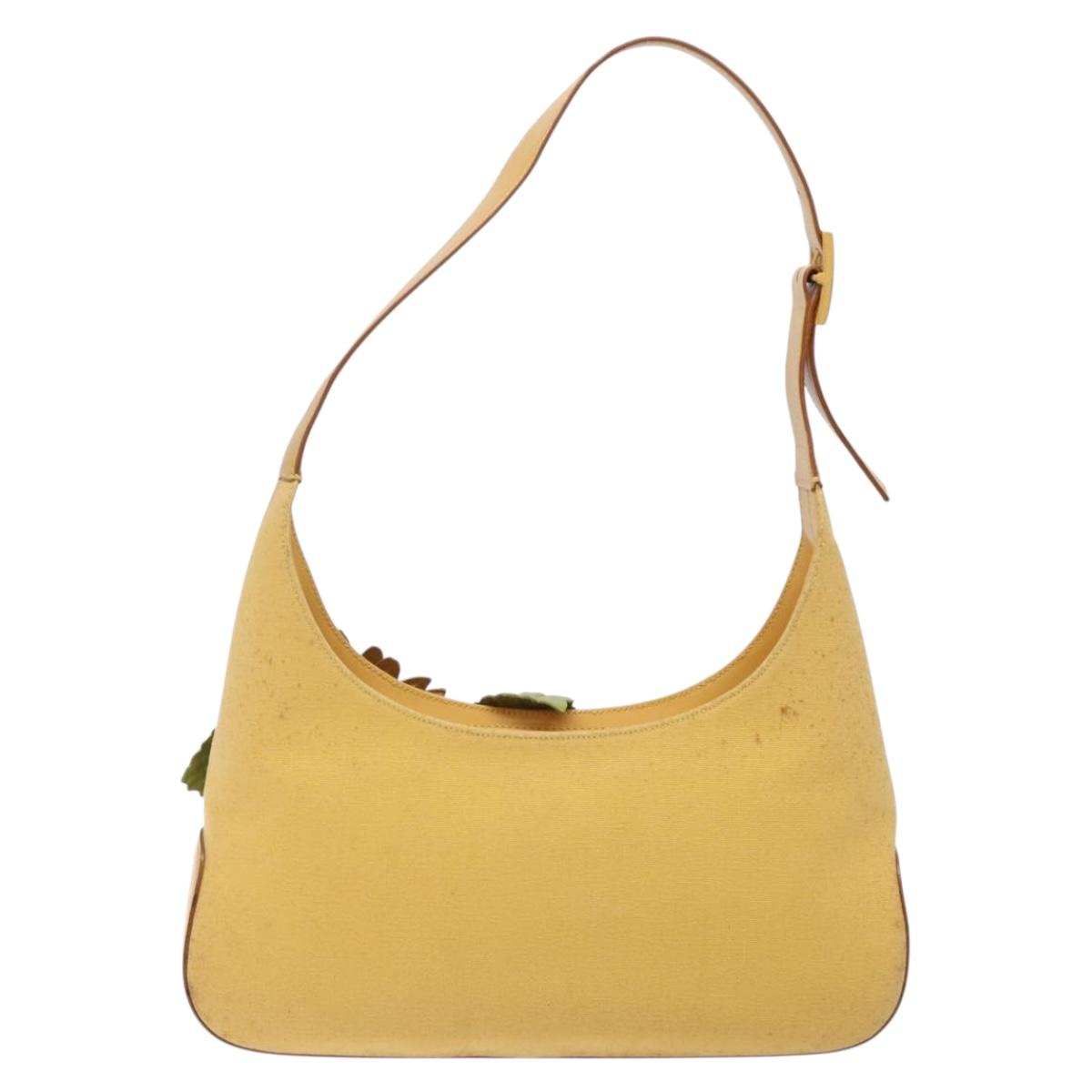 Salvatore Ferragamo Sunflower Shoulder Bag Canvas Yellow Auth 133137