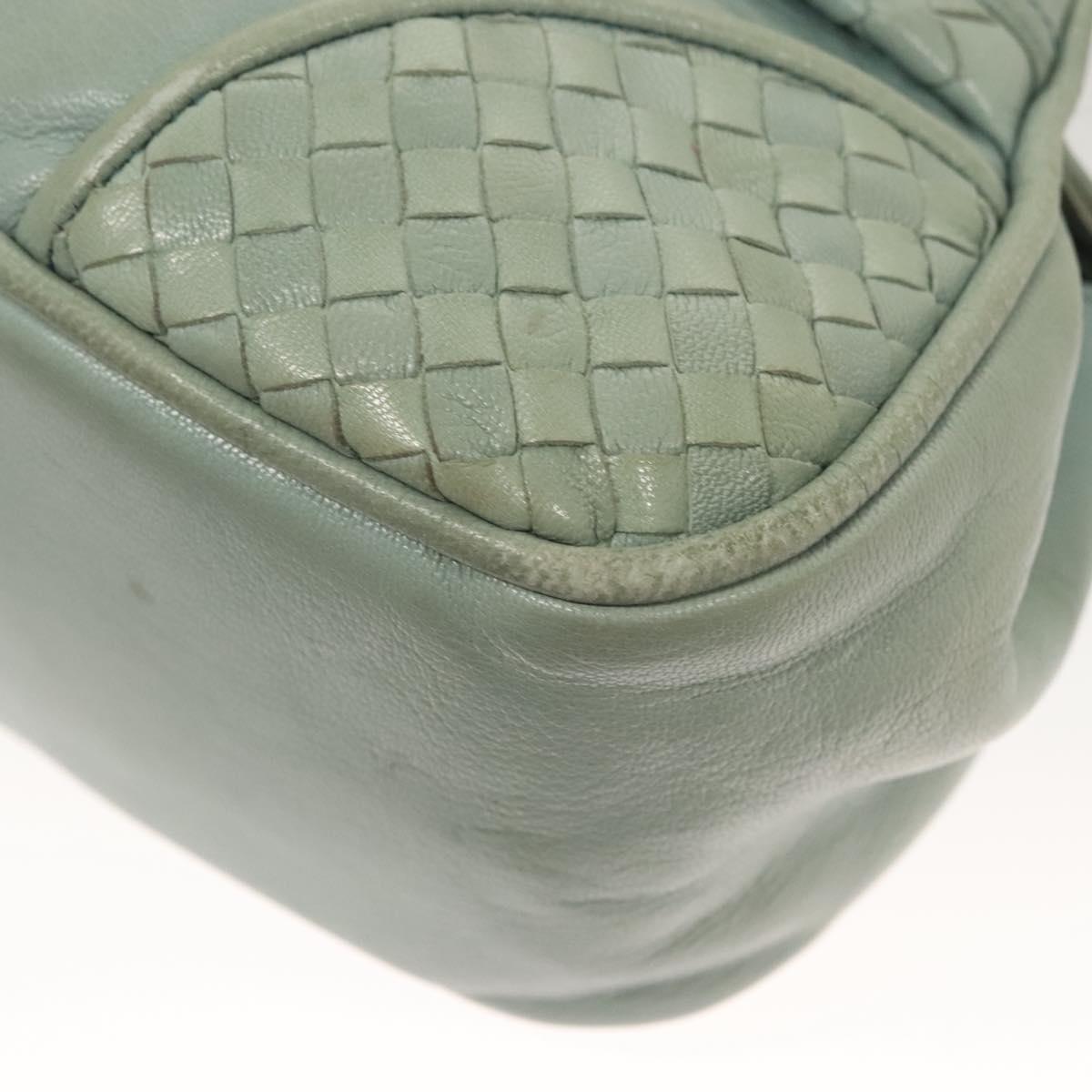 BOTTEGA VENETA INTRECCIATO Shoulder Bag Leather Light Blue Gold Auth 133141A
