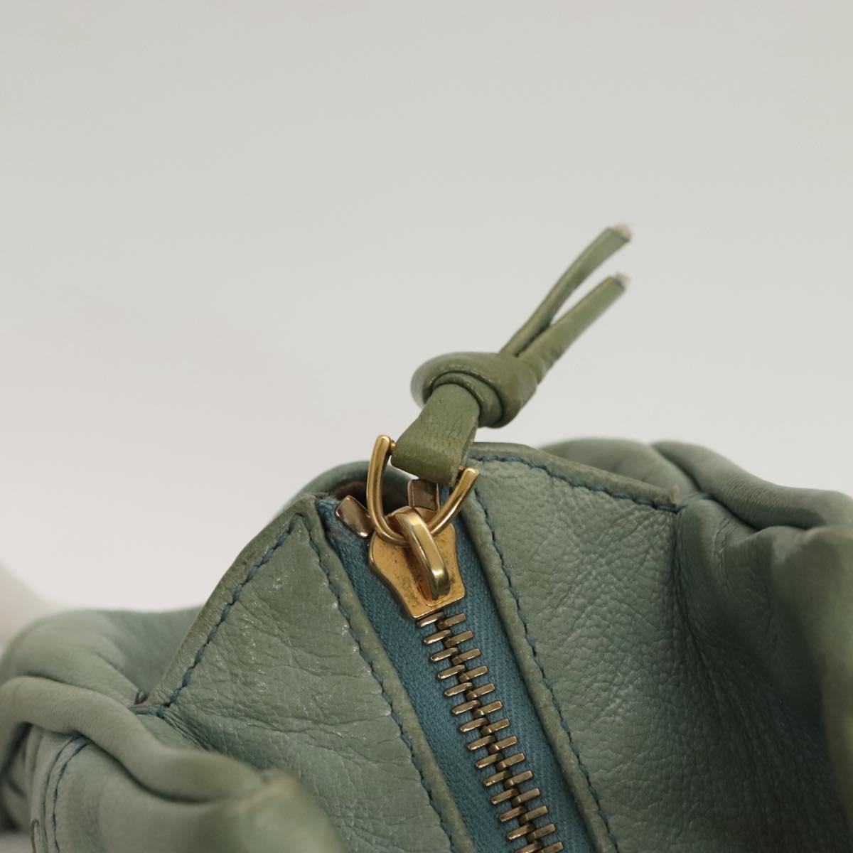 BOTTEGA VENETA INTRECCIATO Shoulder Bag Leather Light Blue Gold Auth 133141A