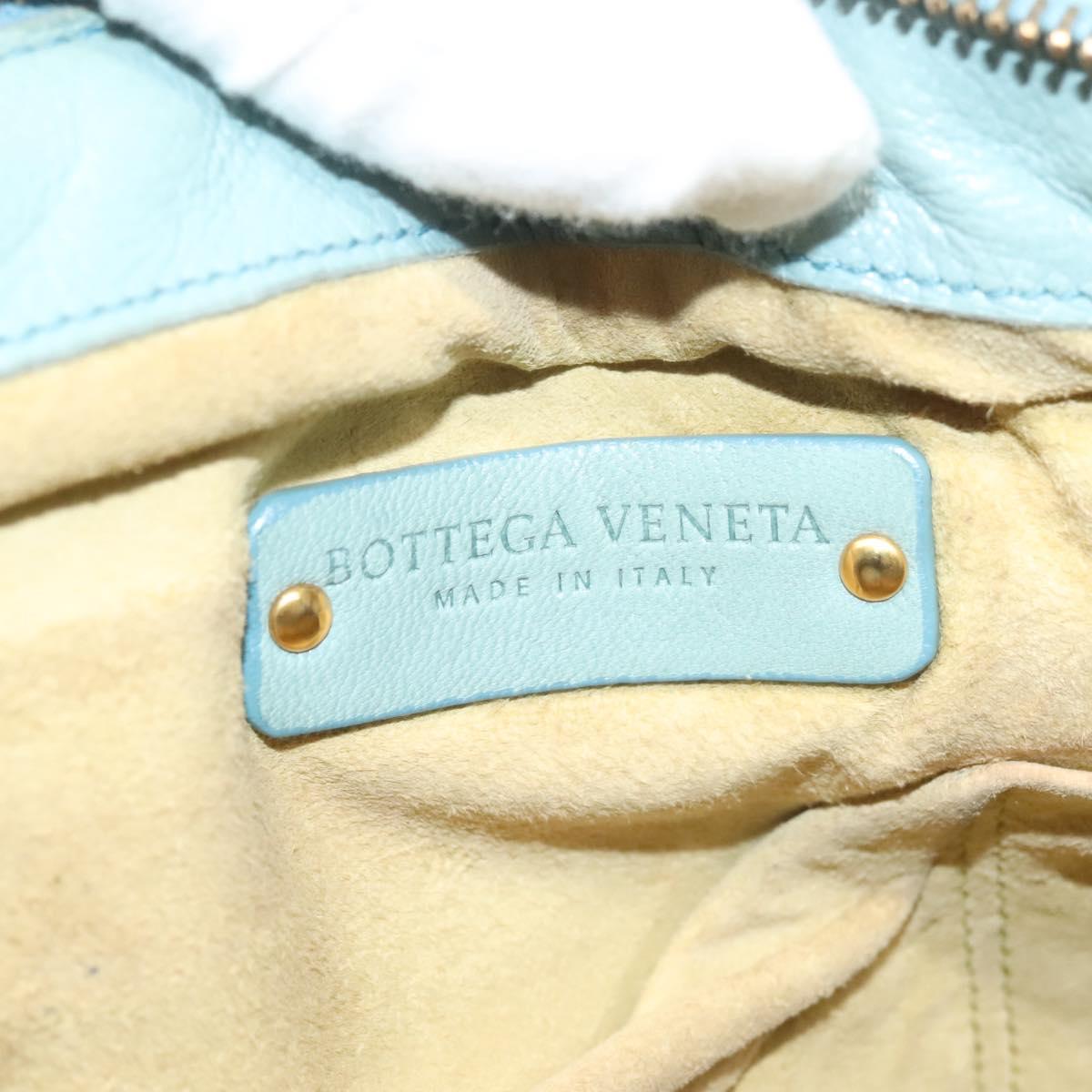 BOTTEGA VENETA INTRECCIATO Shoulder Bag Leather Light Blue Gold Auth 133141A