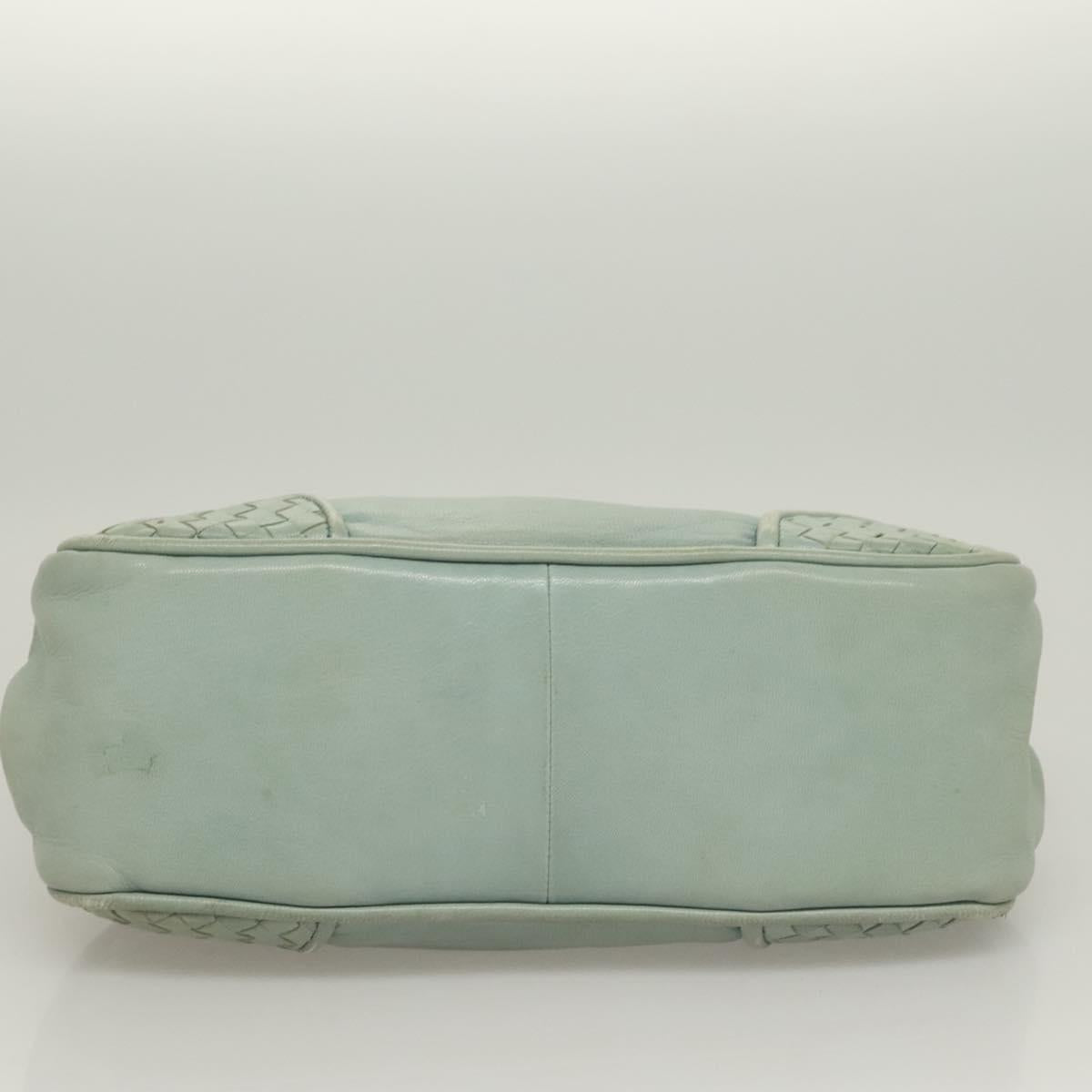 BOTTEGA VENETA INTRECCIATO Shoulder Bag Leather Light Blue Gold Auth 133141A