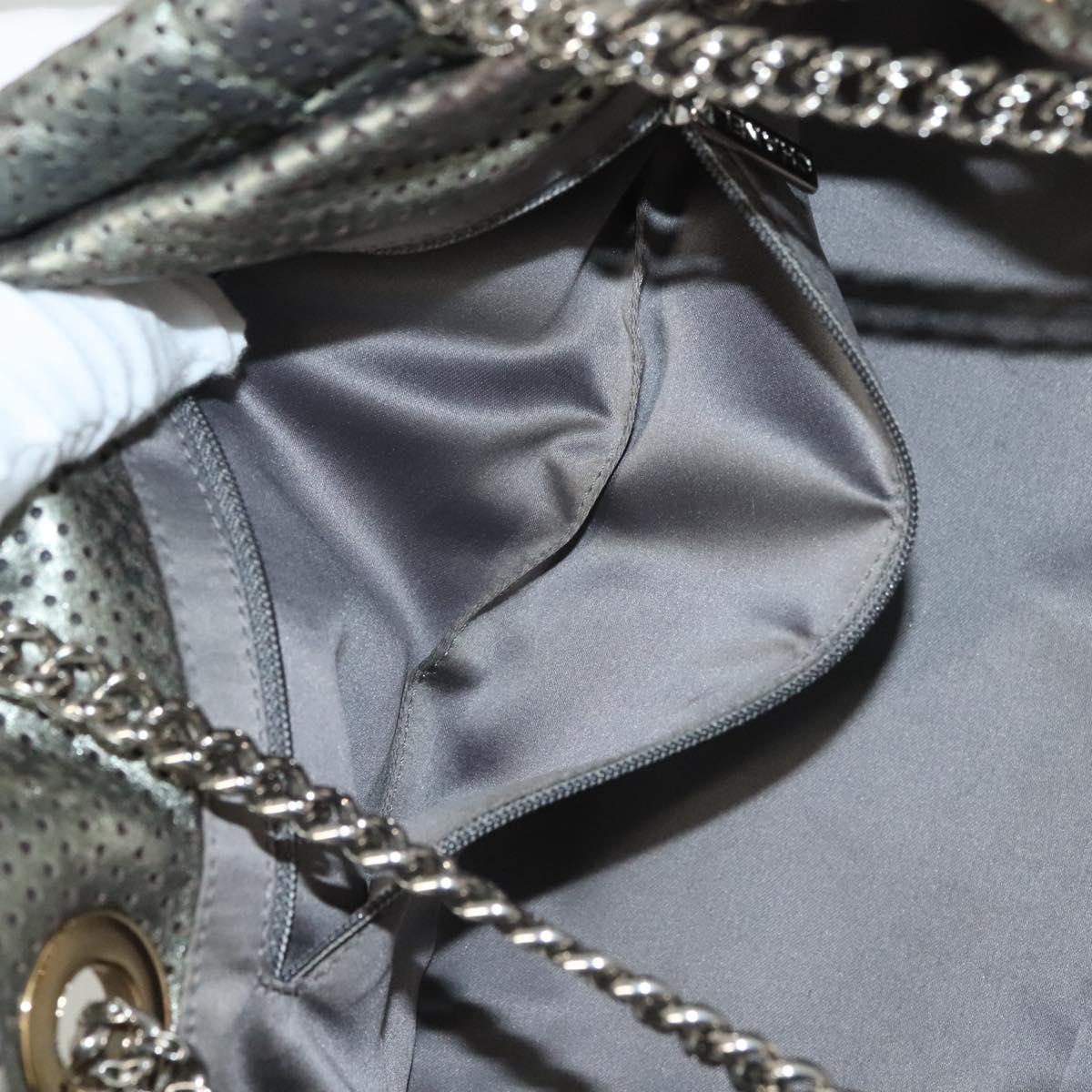 CHANEL 2.55 Chain Shoulder Bag Leather Silver CC Auth 133142