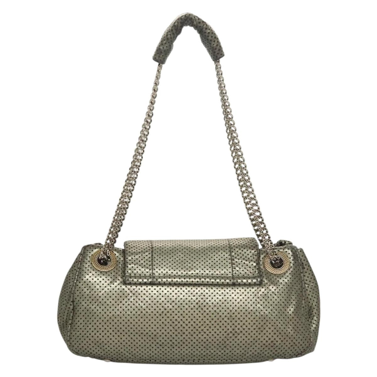 CHANEL 2.55 Chain Shoulder Bag Leather Silver CC Auth 133142