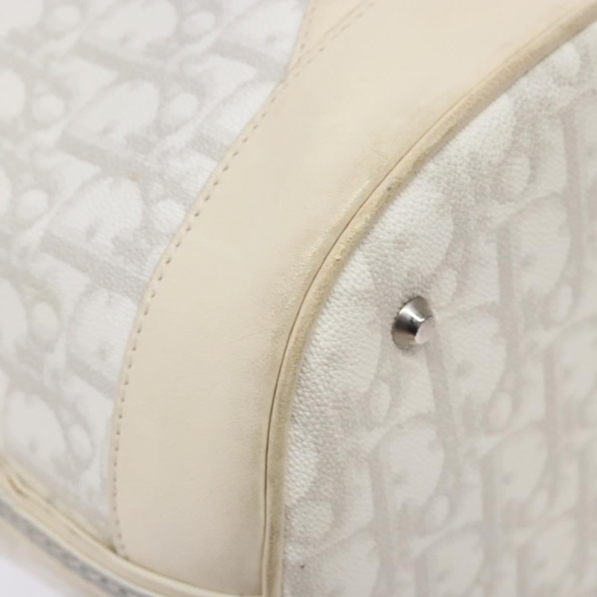 Christian Dior Trotter Canvas Romantic Shoulder Bag PVC White Silver Auth 133156V