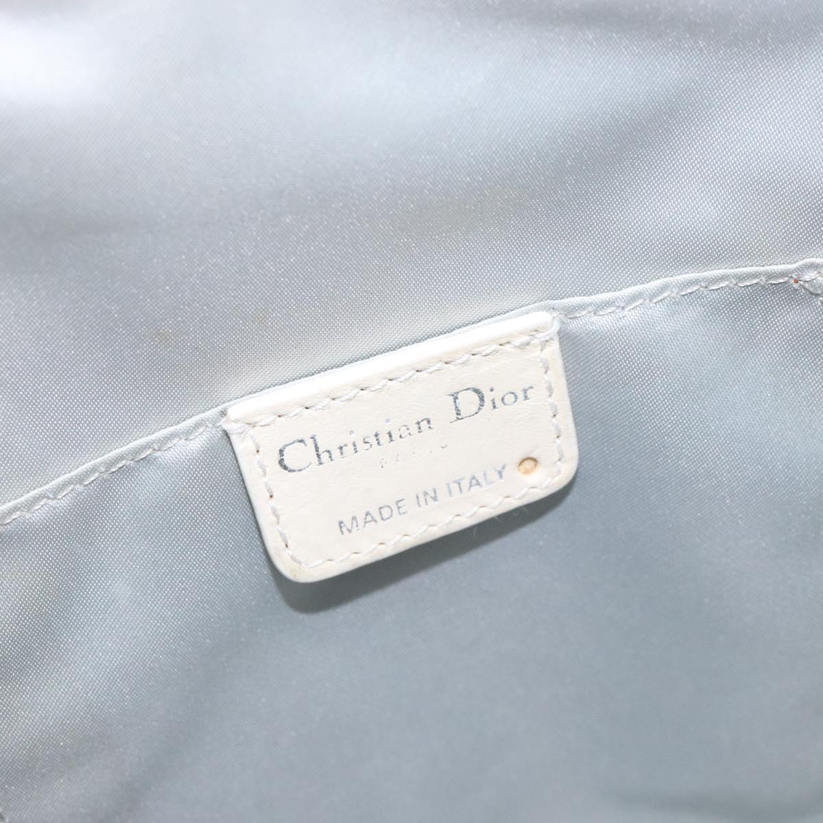 Christian Dior Trotter Canvas Romantic Shoulder Bag PVC White Silver Auth 133156V
