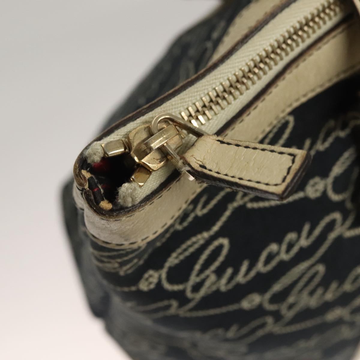GUCCI Tote Bag Canvas Navy Gold 141470 Auth 133157