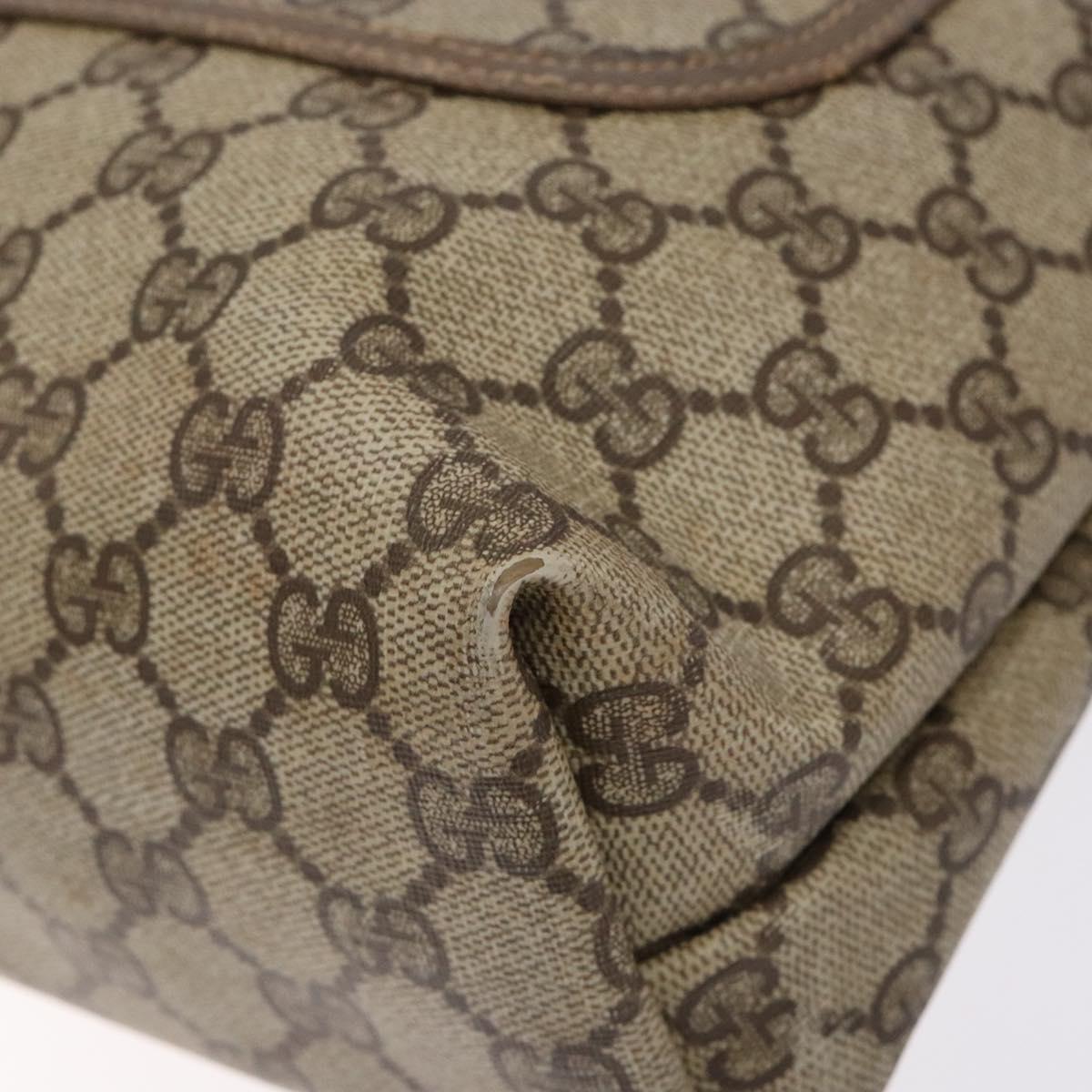 GUCCI GG Supreme Web Sherry Line Tote Bag PVC Beige Red 39 02 003 Auth 133158