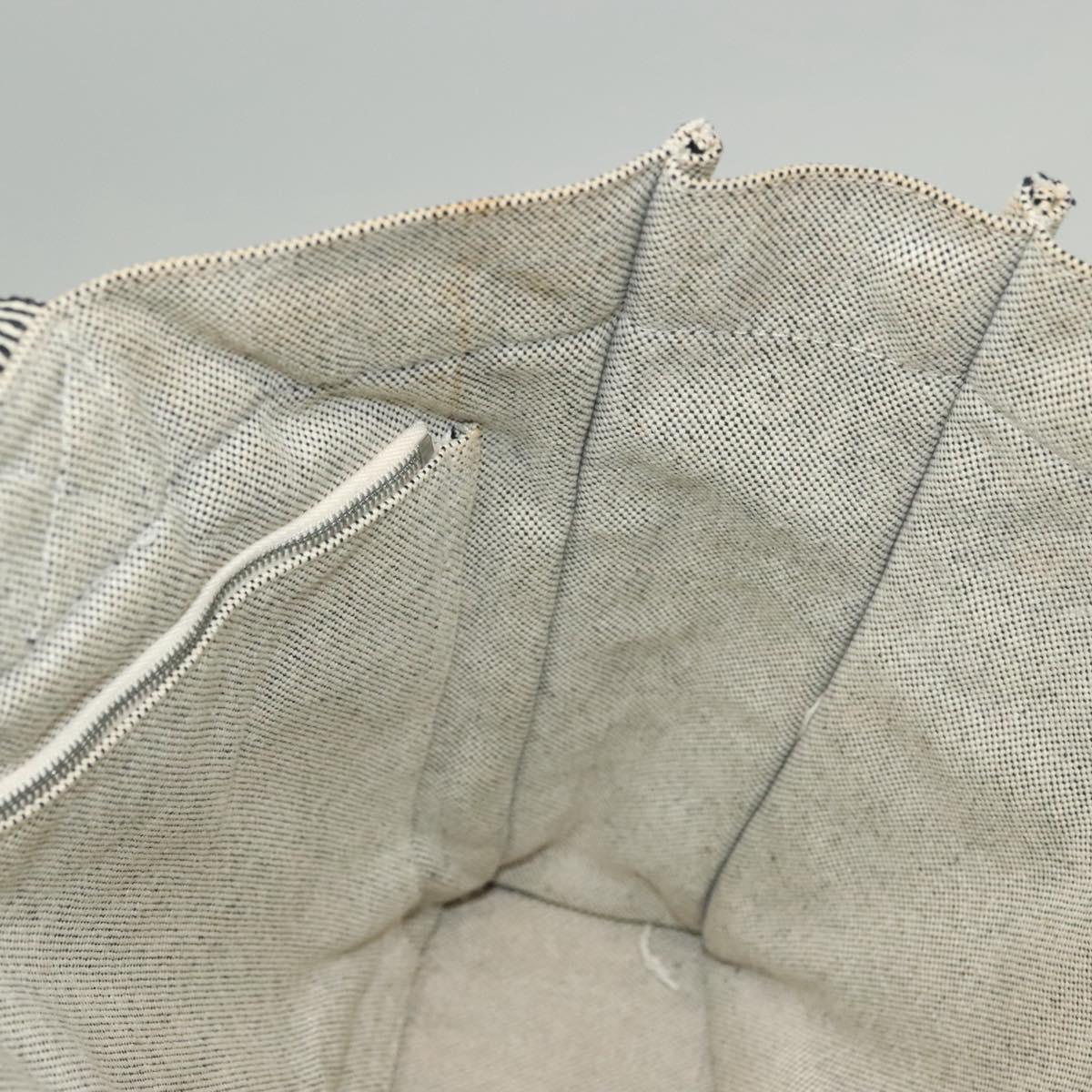 HERMES Fourre Tout MM Hand Bag Canvas Gray Silver Auth 133159