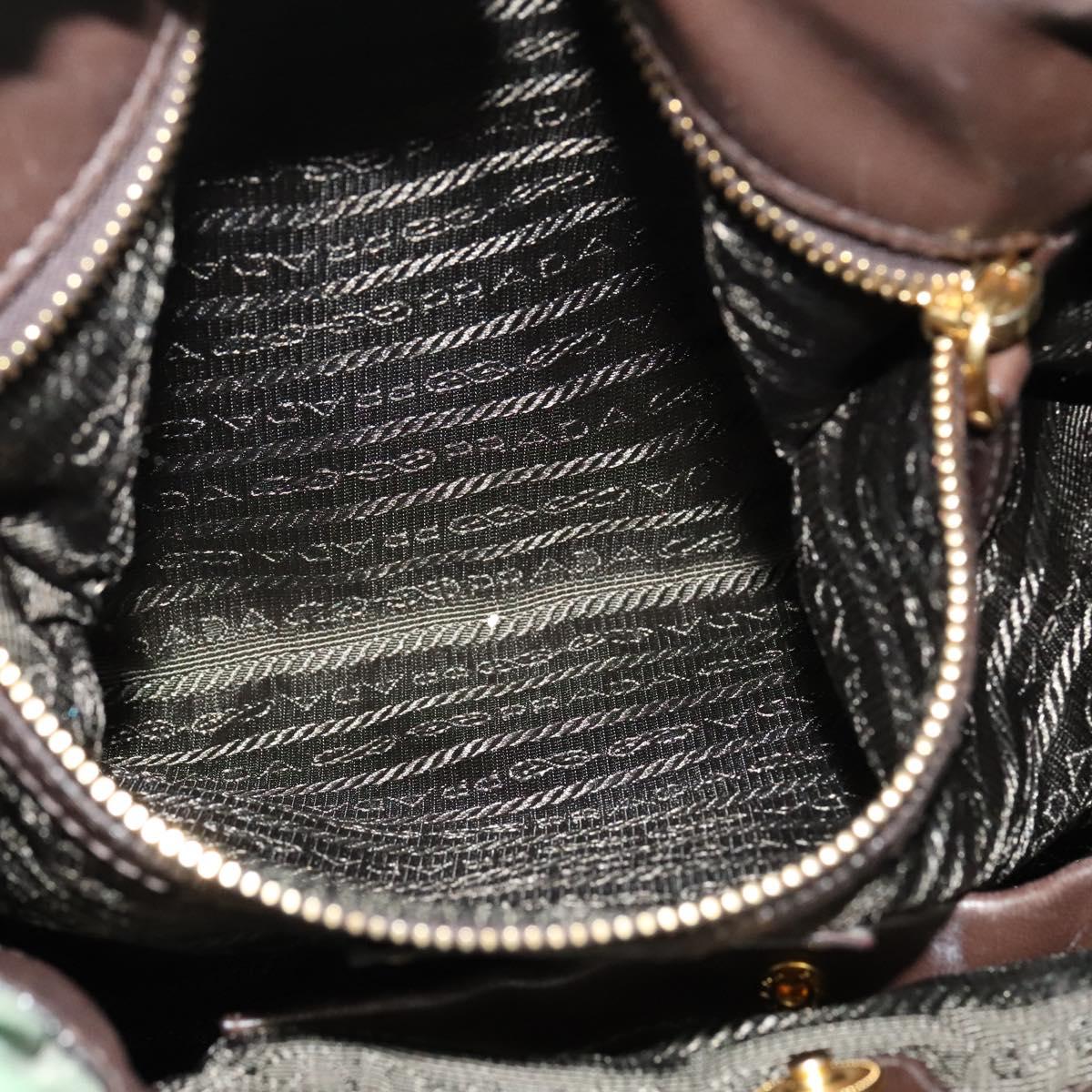 PRADA Hand Bag Nylon 2way Green Gold Auth 133162