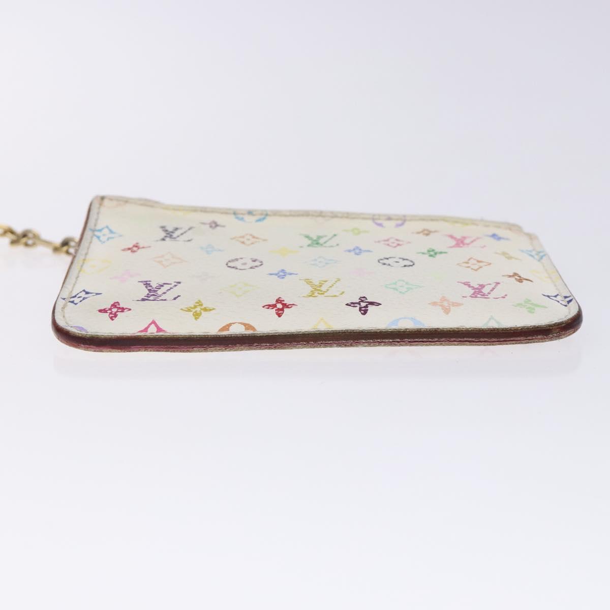 LOUIS VUITTON Monogram Multicolor Pochette Cles NM White M93734 LV Auth 133176