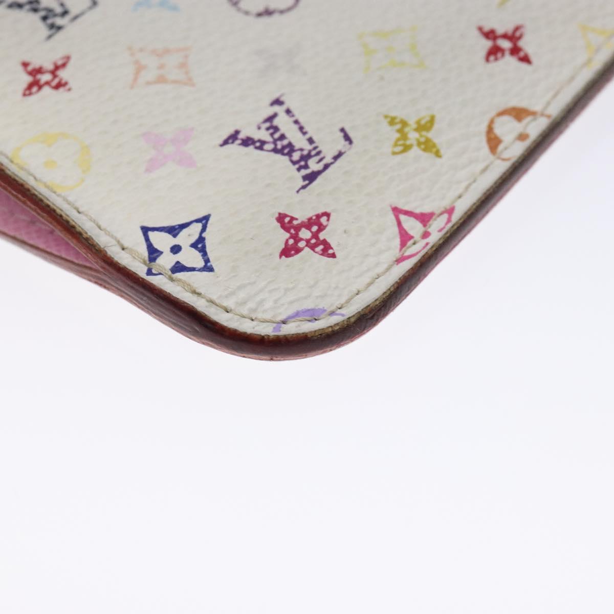 LOUIS VUITTON Monogram Multicolor Pochette Cles NM White M93734 LV Auth 133176