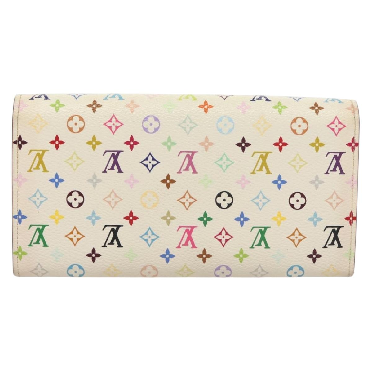 LOUIS VUITTON Multicolor Portefeuille Sarah Wallet White M93532 LV Auth 133177