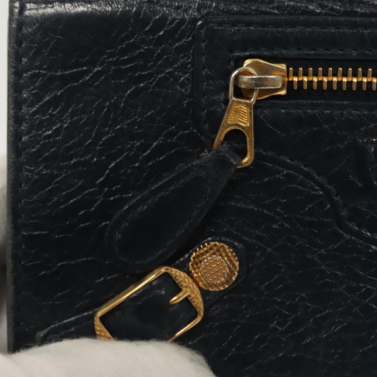 BALENCIAGA Giant Money Long Wallet Leather Navy 233599 Auth 133180
