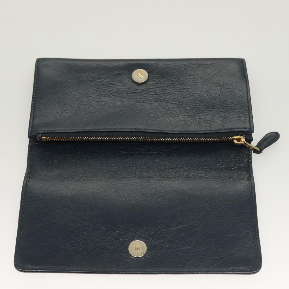 BALENCIAGA Giant Money Long Wallet Leather Navy 233599 Auth 133180