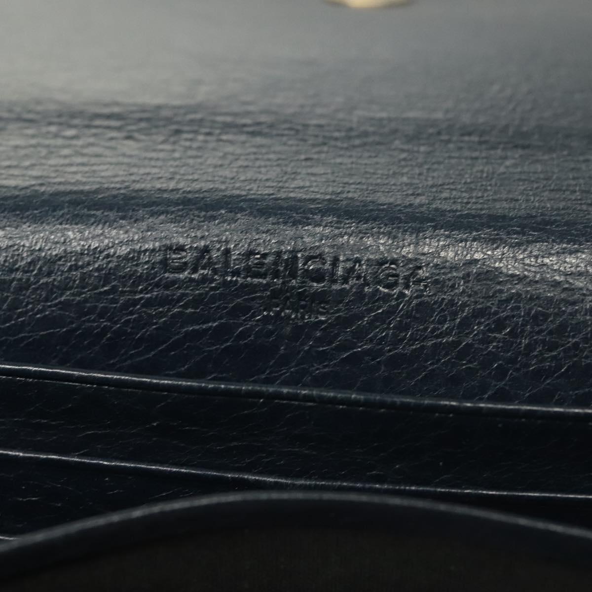 BALENCIAGA Giant Money Long Wallet Leather Navy 233599 Auth 133180