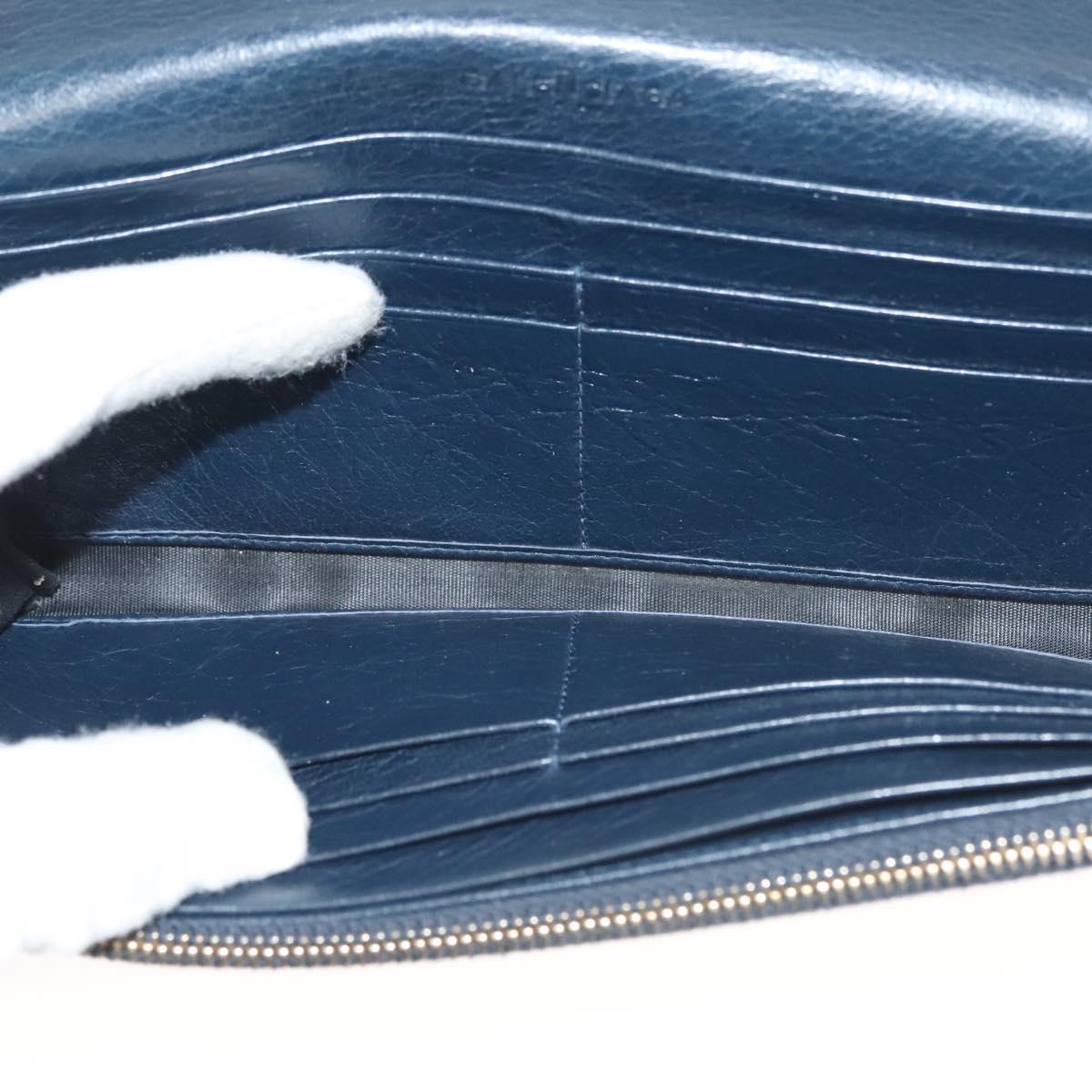 BALENCIAGA Giant Money Long Wallet Leather Navy 233599 Auth 133180