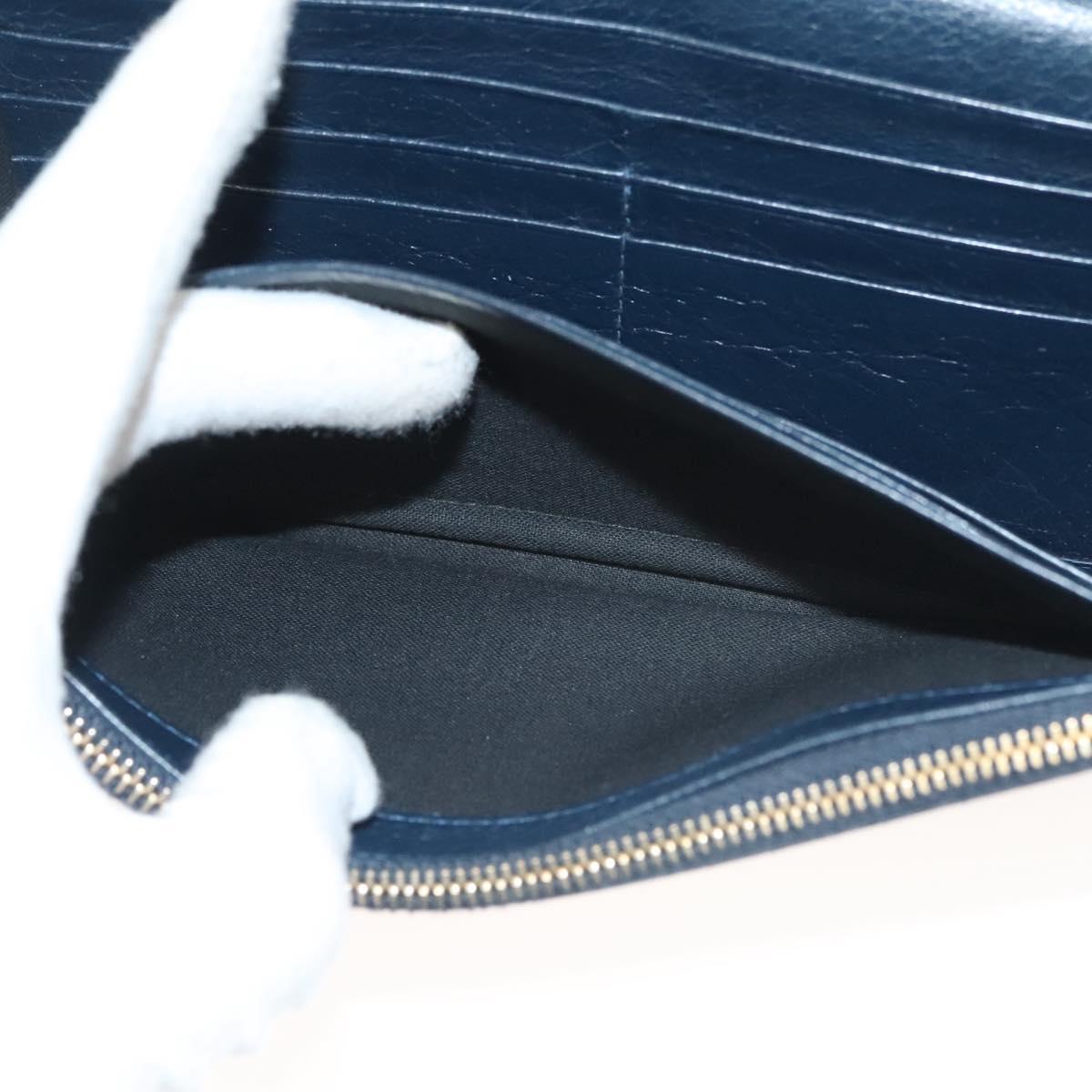BALENCIAGA Giant Money Long Wallet Leather Navy 233599 Auth 133180